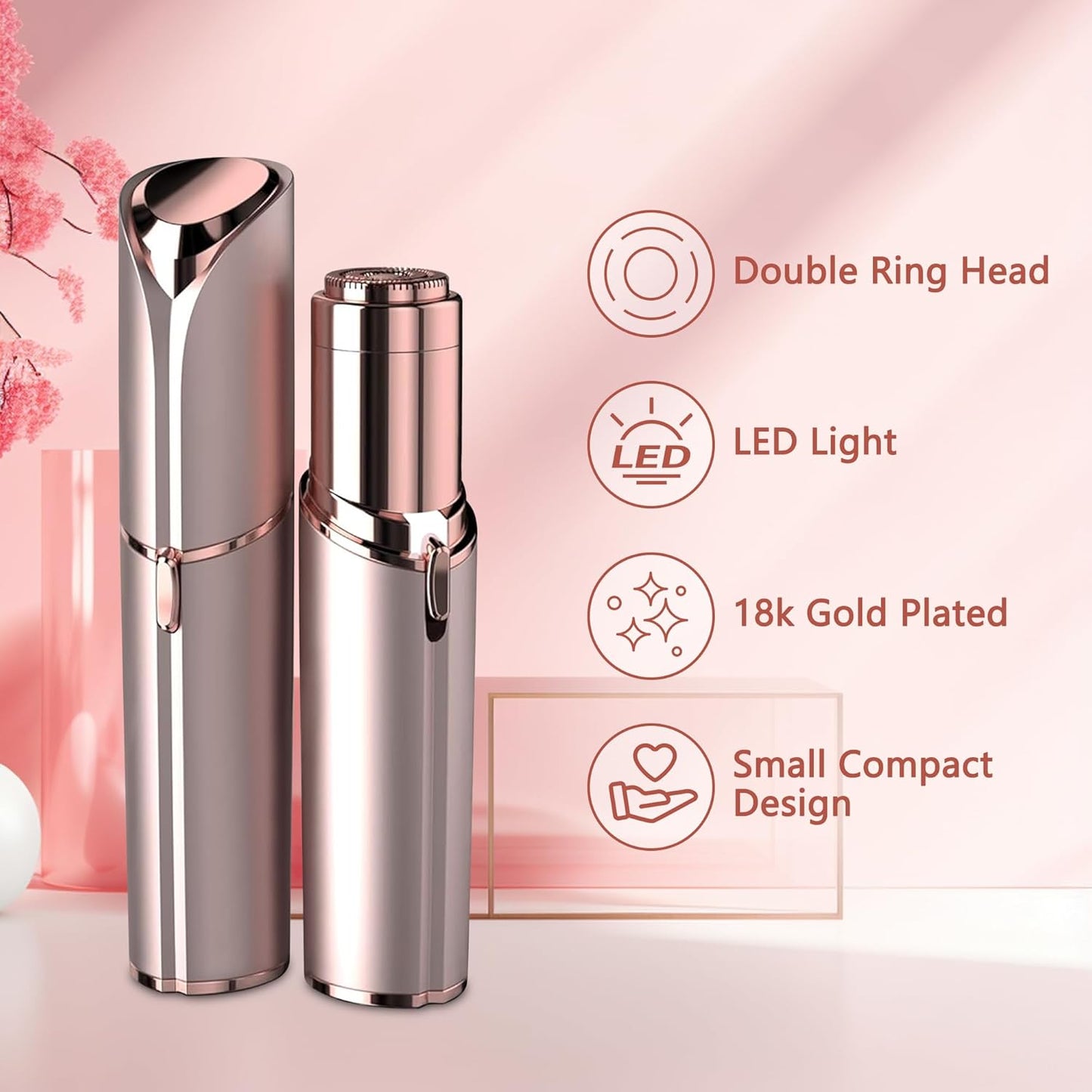 Facial Hair Remover for Women - Painless Face Shaver - Electric Hair Removal Device for Face Lips Peach Fuzz with Light