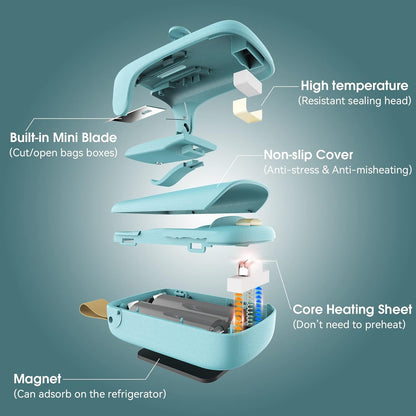 Mini Bag Sealer, Handheld Heat Vacuum Sealer, Portable Resealer Machine for Plastic Bags