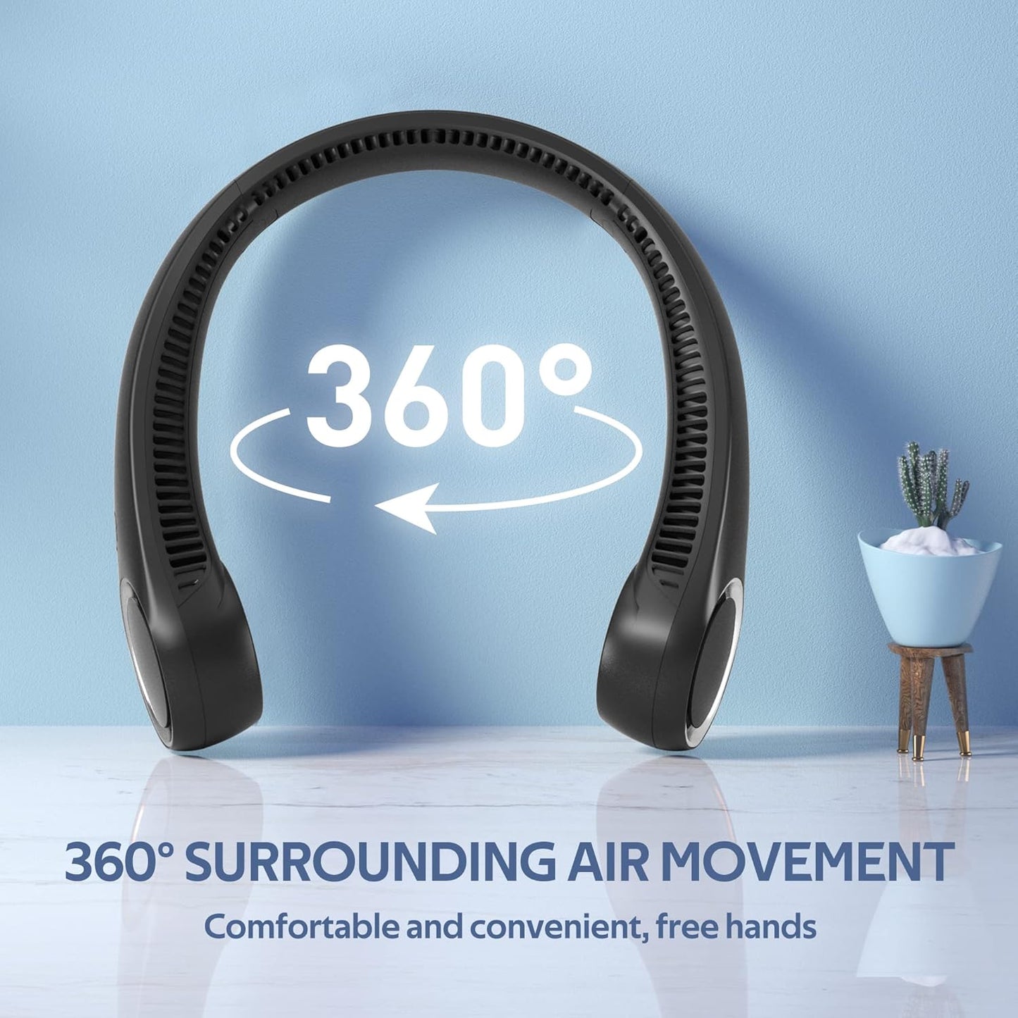 Portable Neck Fan, Hands Free Bladeless Fan, 360° Cooling Personal Fan,Wearable Quiet Fan for Outdoor Indoor, Birthday Gifts for Men Women Mom Dad, 4000mAh Battery USB Rechargeable, 3-Speeds